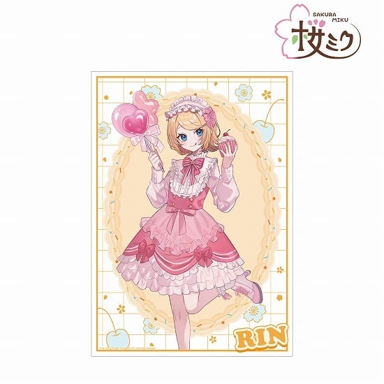 桜ミク 描き下ろし 鏡音リン 桜パーティーver. Art by しゅがお A3マット加工ポスター                     ホビーストックで2024年10月発売