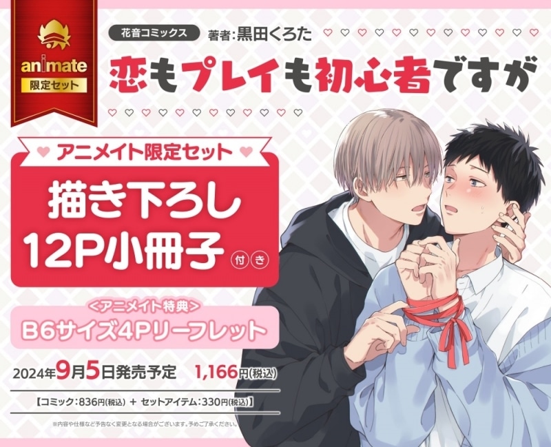 [BL漫画] 恋もプレイも初心者ですが アニメイト限定セット【描き下ろし12P小冊子付き】
 
2024年9月5日発売
で取扱中